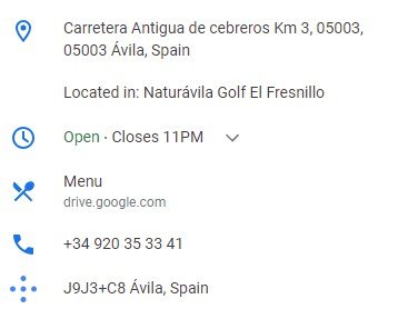 Dirección restaurante Vettonia